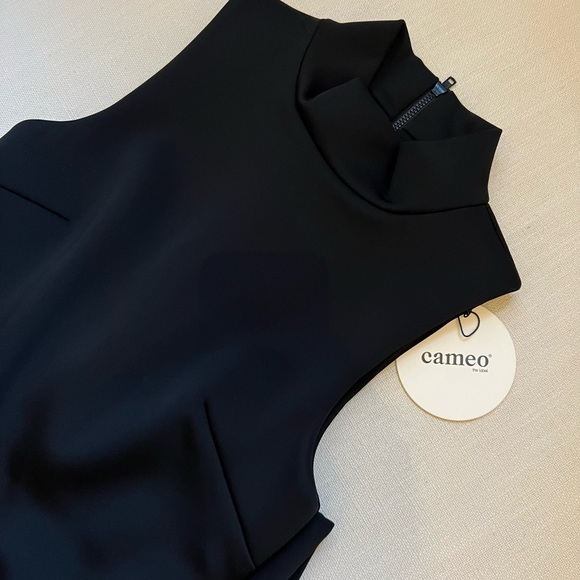 New Cameo Black Midi Dress with High Collar - Picture 3 of 13